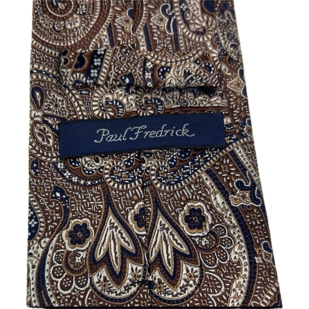 Paul Frederick Imported Silk Handmade Paisley Brown Tie